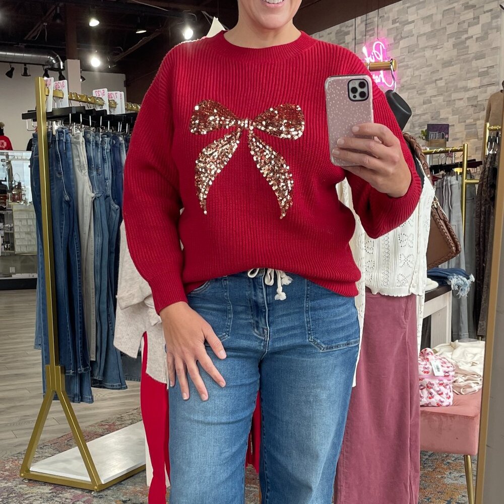 Sequin Bow Sweater